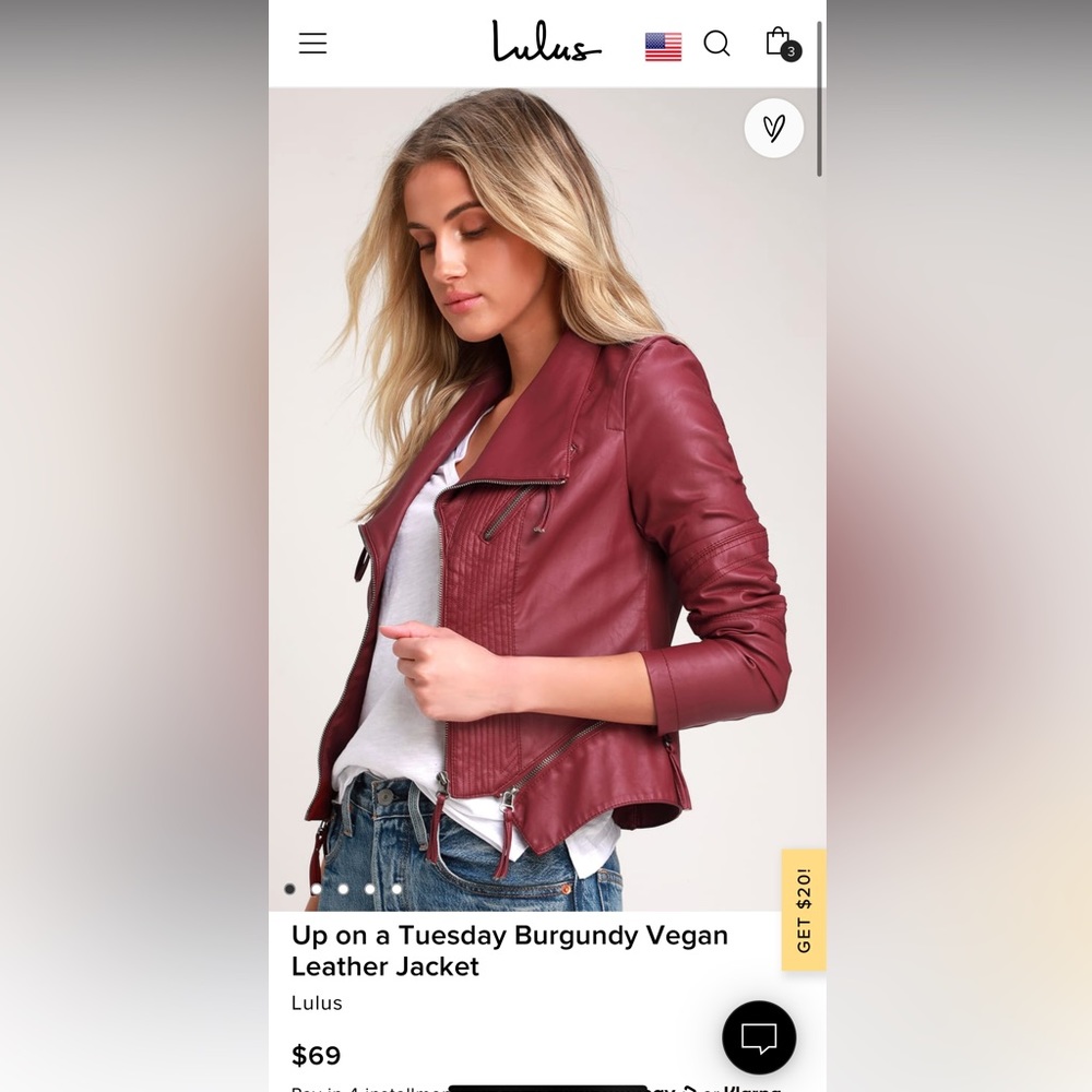 LULUS Burgundy Vegan Leather Jacket